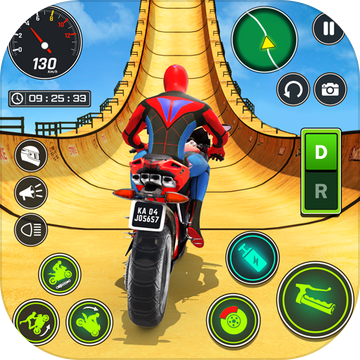 超級英雄自行車特技GT賽車 - 大型斜坡遊戲