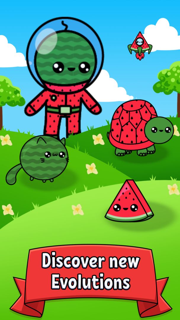 Merge Watermelon - Kawaii Idle Evolution Clicker 게임 스크린 샷