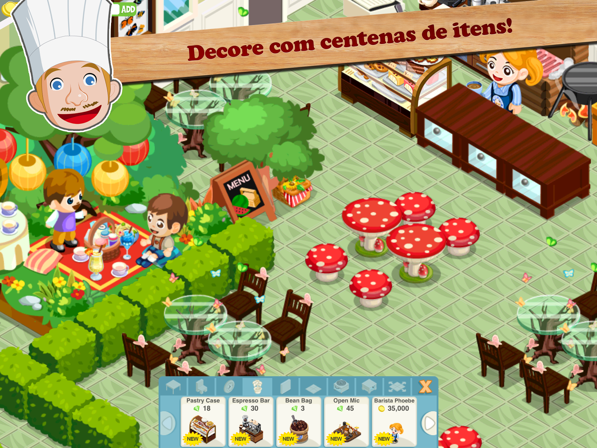 Captura de Tela do Jogo Restaurant Story: Hot Rod Cafe