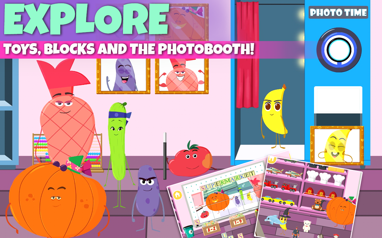Captura de Tela do Jogo Supermarket - Fruits Vs Veggies Kids Shopping Game