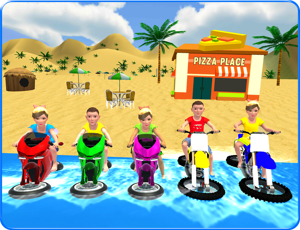 Captura de Tela do Jogo Kids Water Surfing Bike Racing