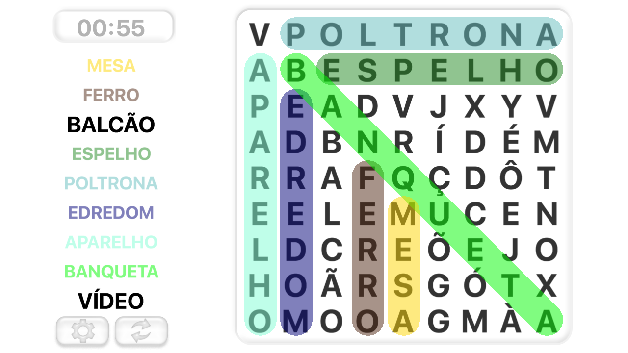 Captura de Tela do Jogo Caça Palavras português