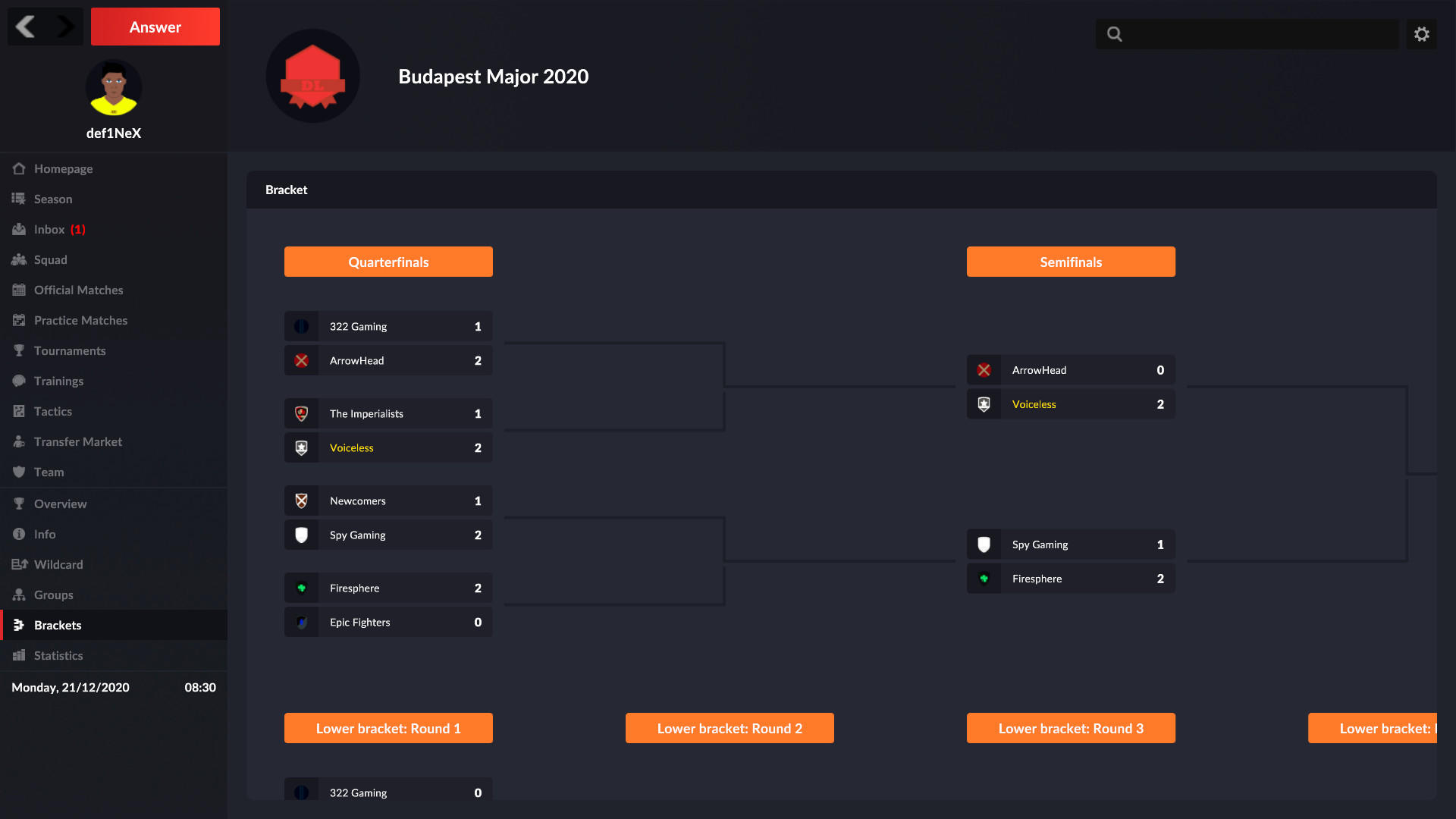 Screenshot of eSports Manager