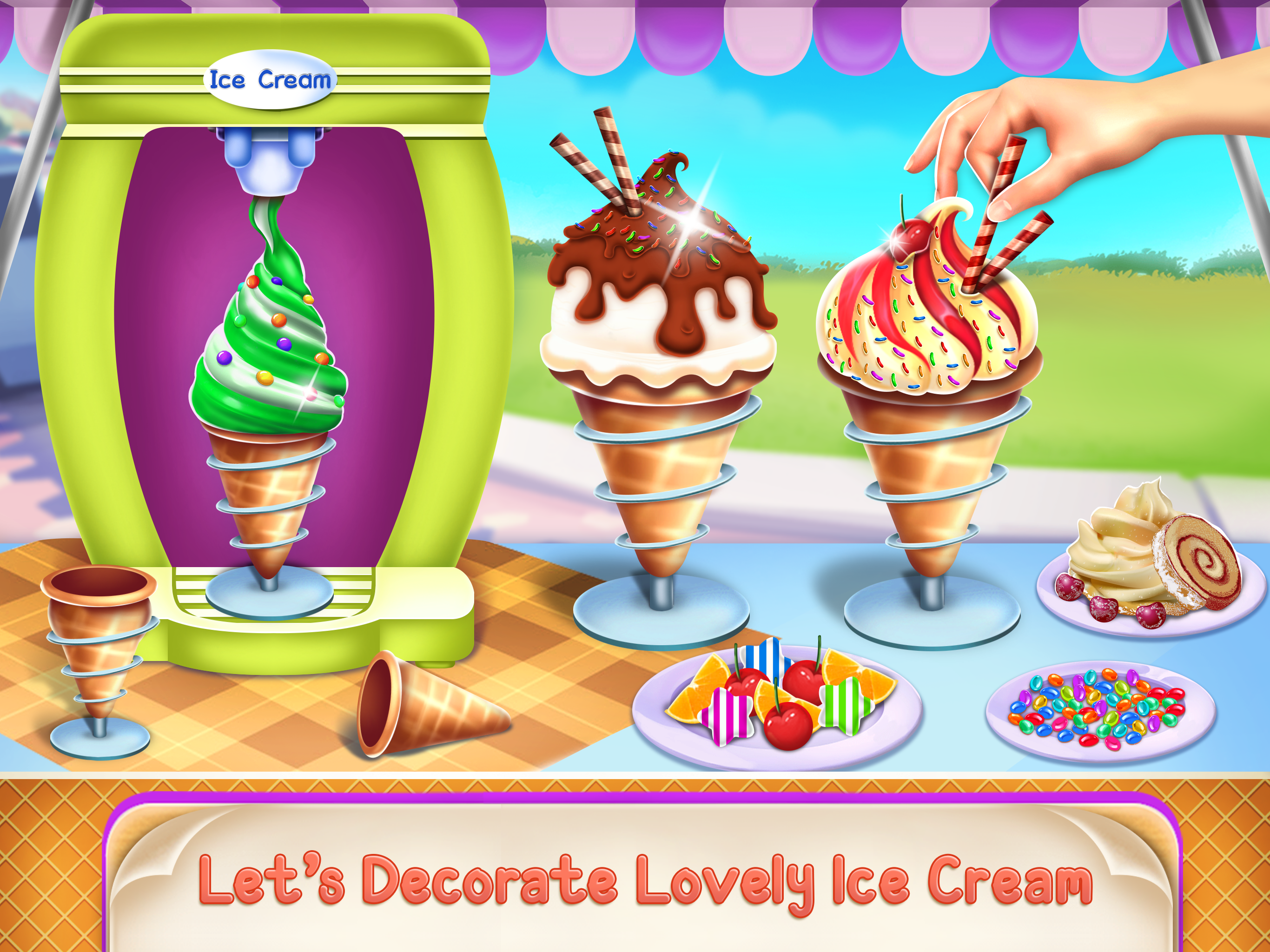 冰淇淋 錐體 杯形餅 餅 製作者 廚師遊戲截圖