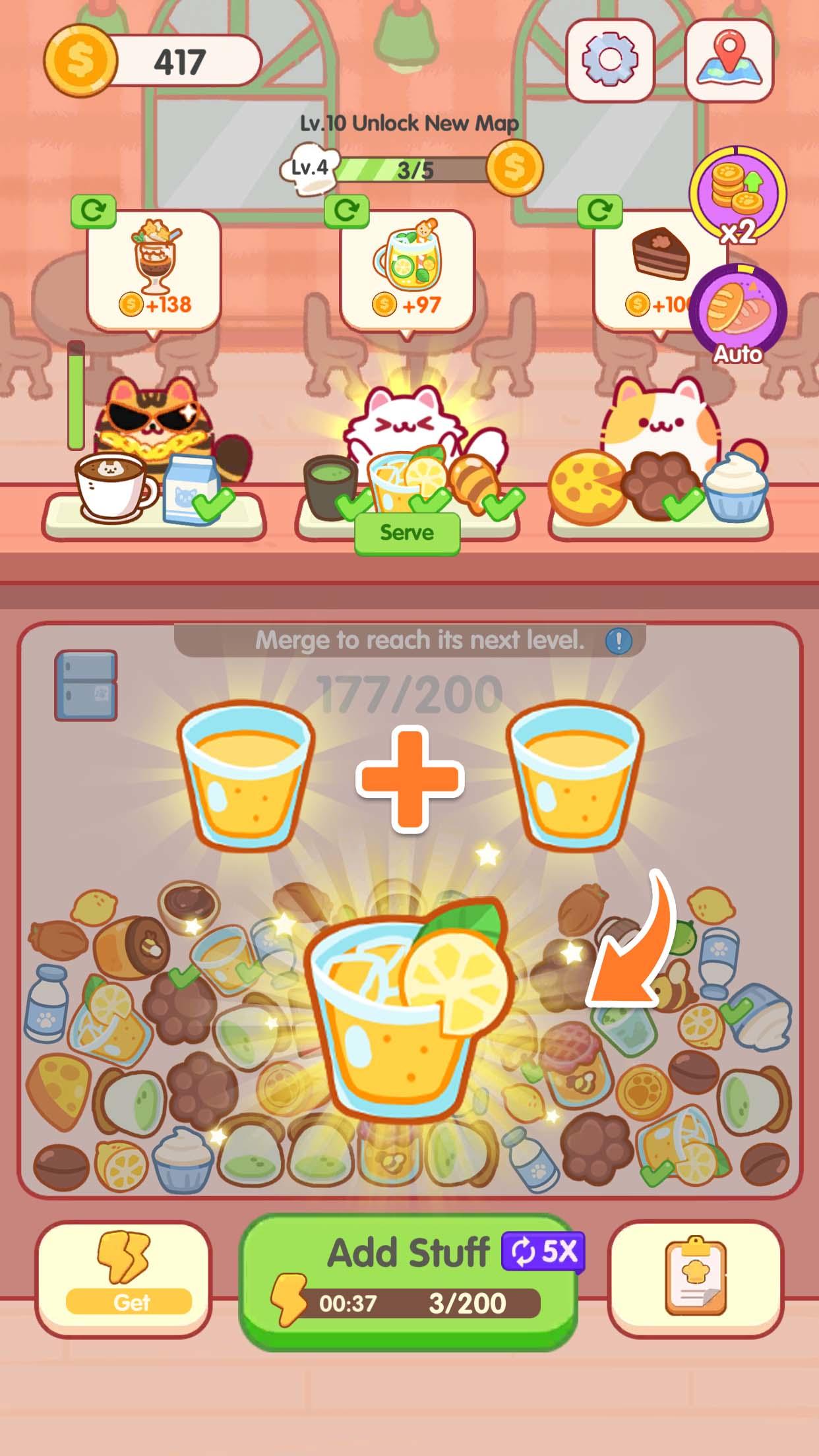 Kitty Chef - Food Merge 遊戲截圖