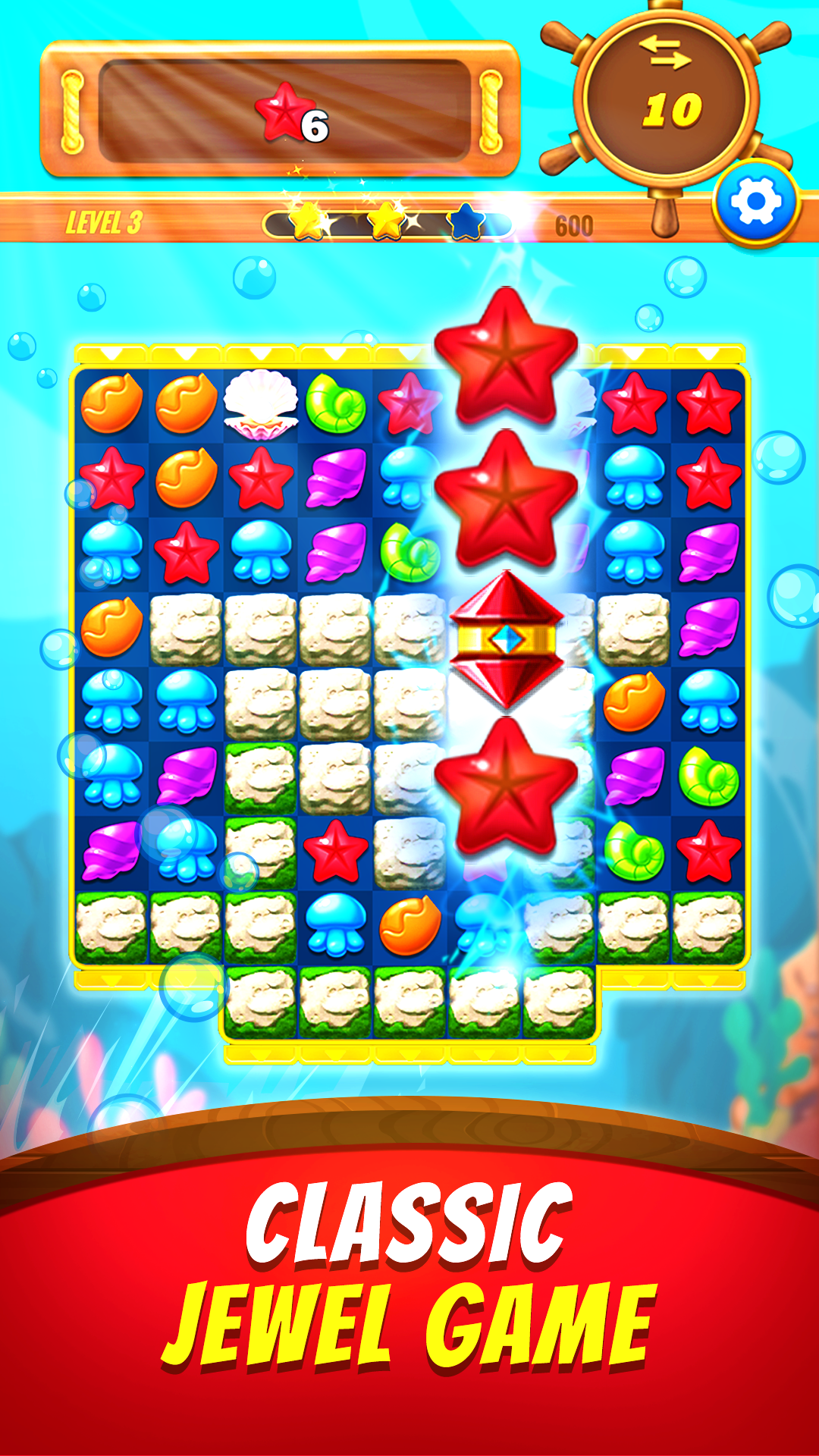 Cuplikan Layar Game Ocean Jewels - Match 3 Game