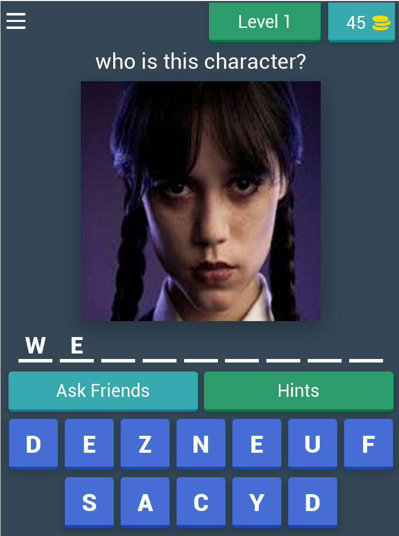 Screenshot of 2023 + Wednesday Addams Quiz