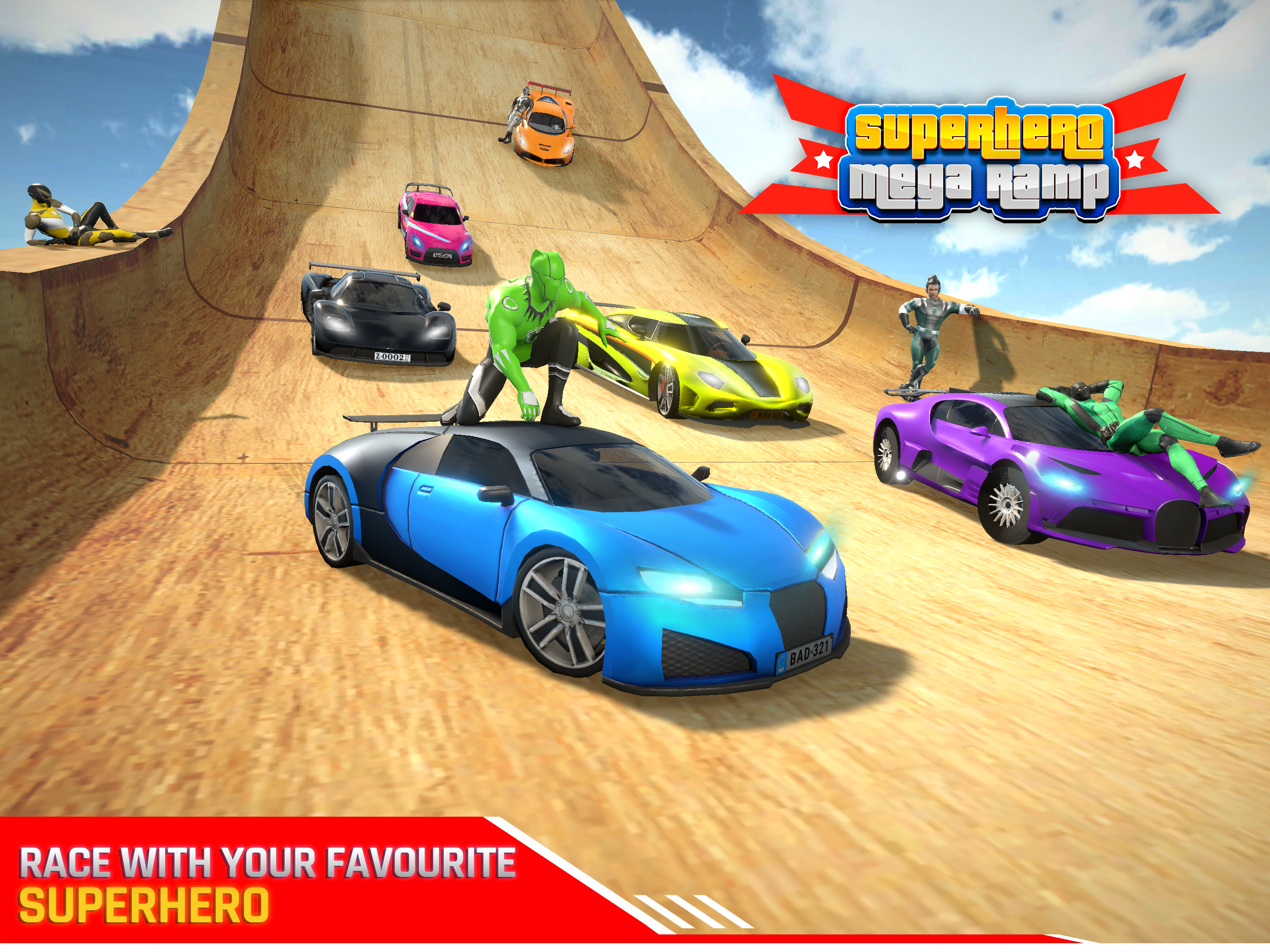 Superhero Car Racing Master 3D Game Screenshot