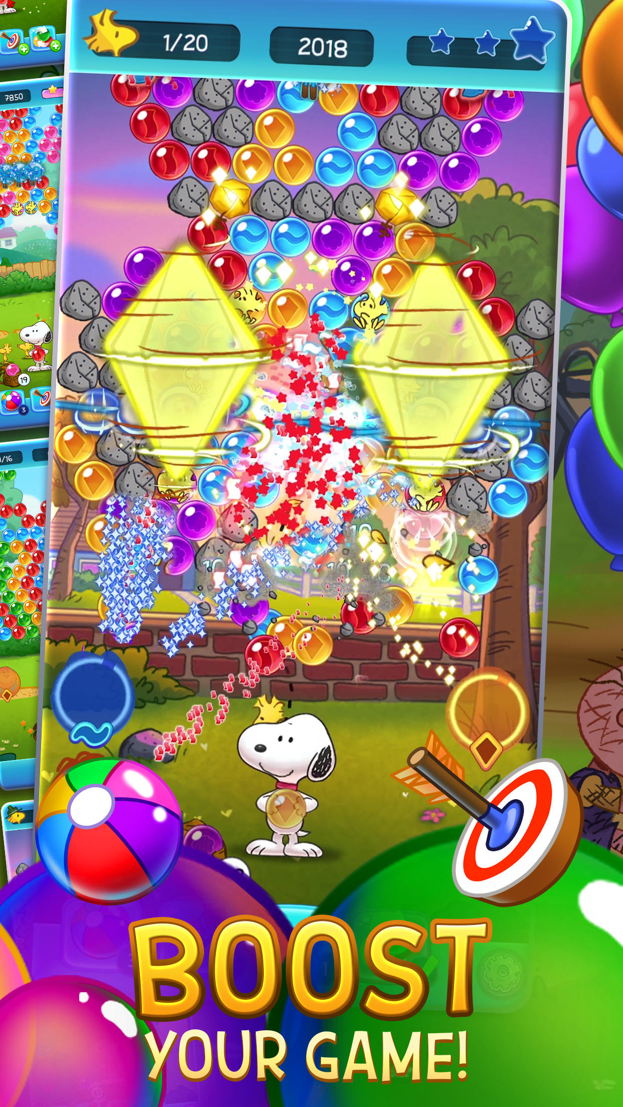 Bubble Shooter - Snoopy POP! Game Screenshot