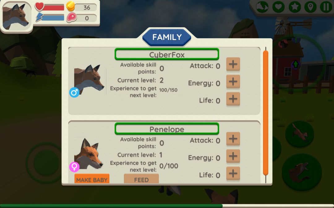 Fox Family - Animal Simulator 게임 스크린 샷