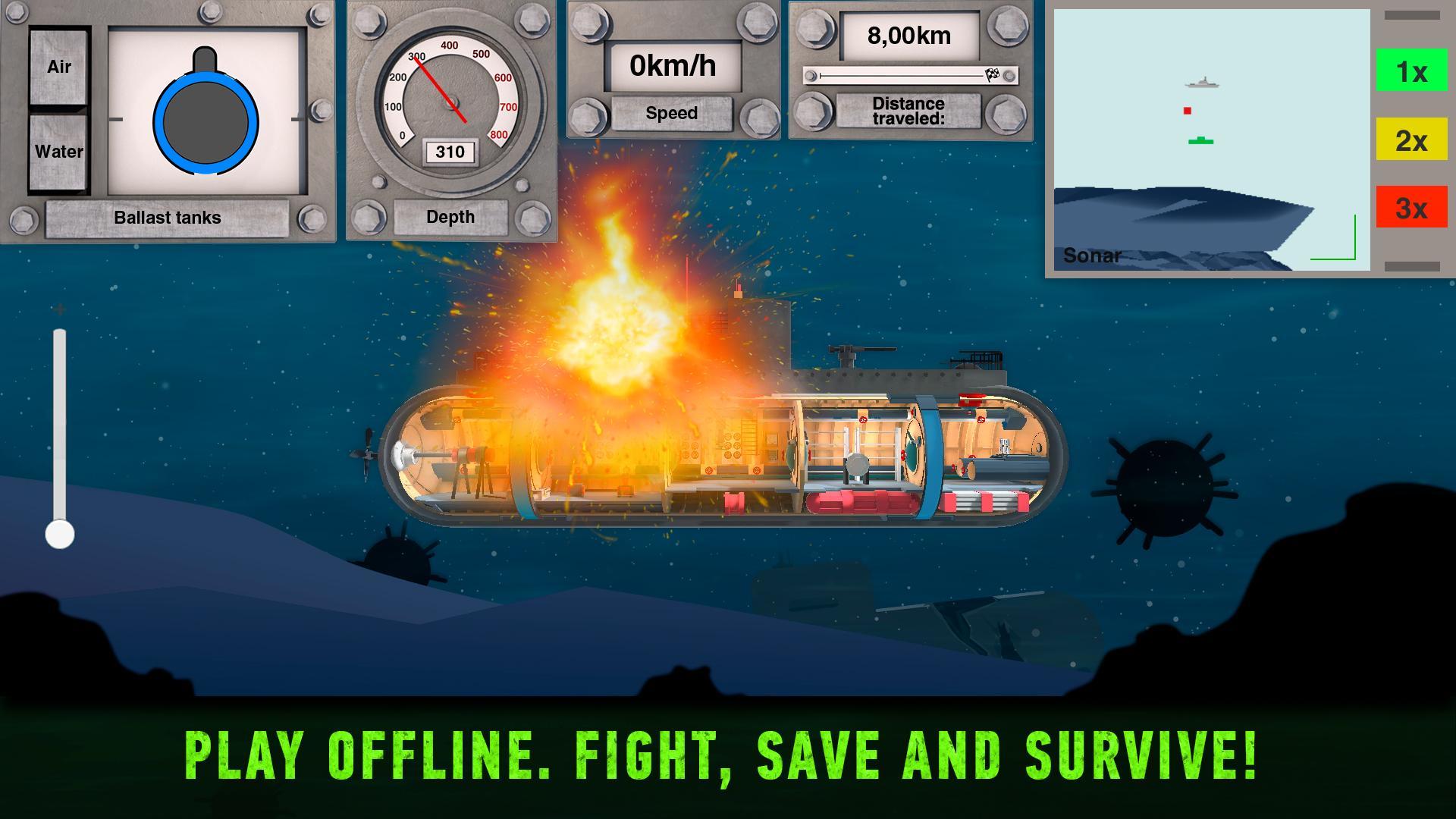 Screenshot 1 of Digmaan sa Submarino: Mga Larong Submarino 2.17