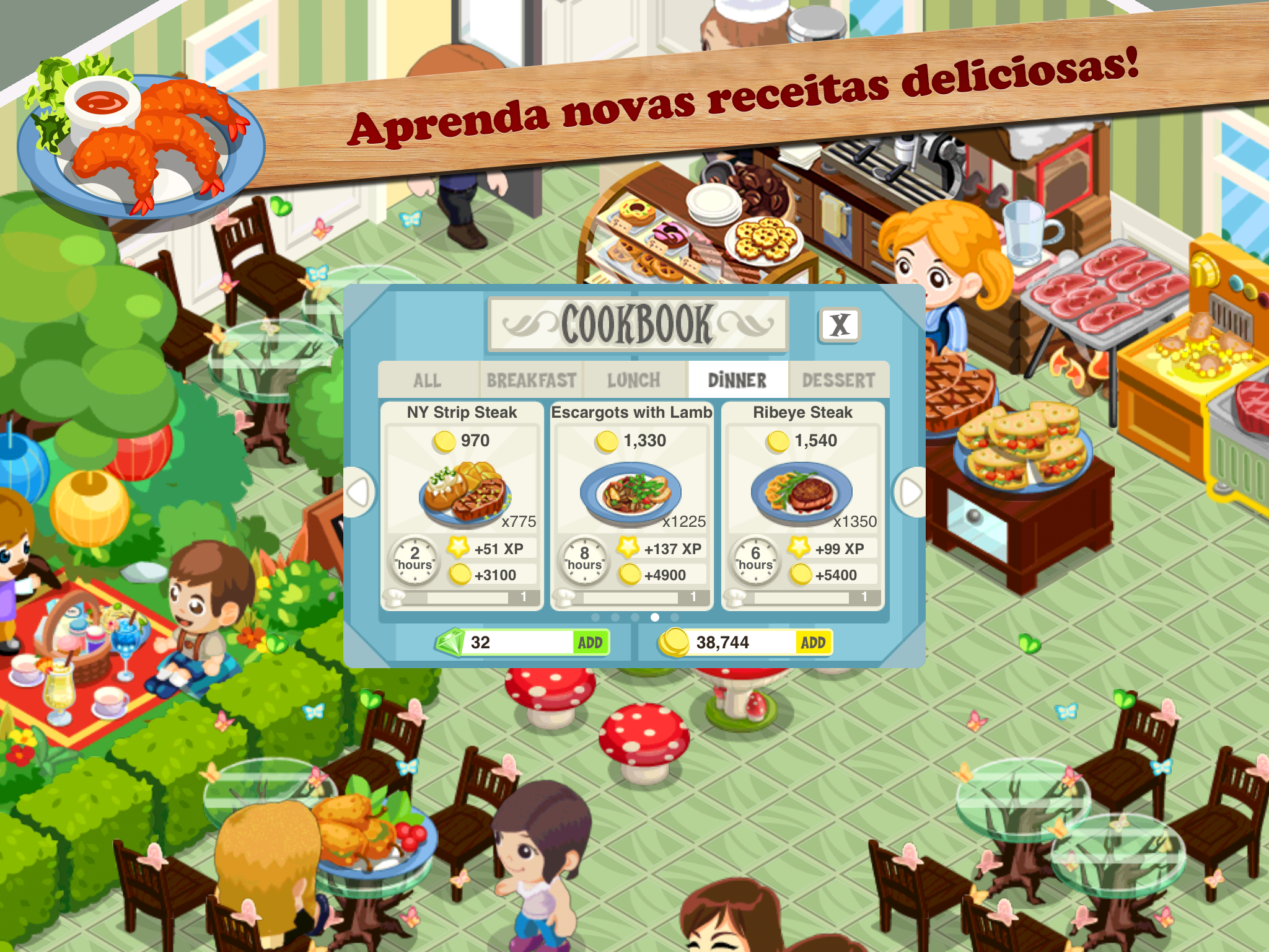 Captura de Tela do Jogo Restaurant Story: Hot Rod Cafe