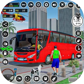 Passeio de ônibus urbano de passageiros versão móvel andróide iOS