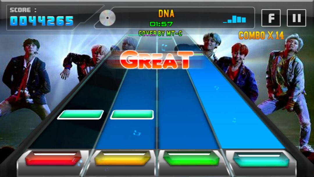 Screenshot of BTS Piano Tiles Game