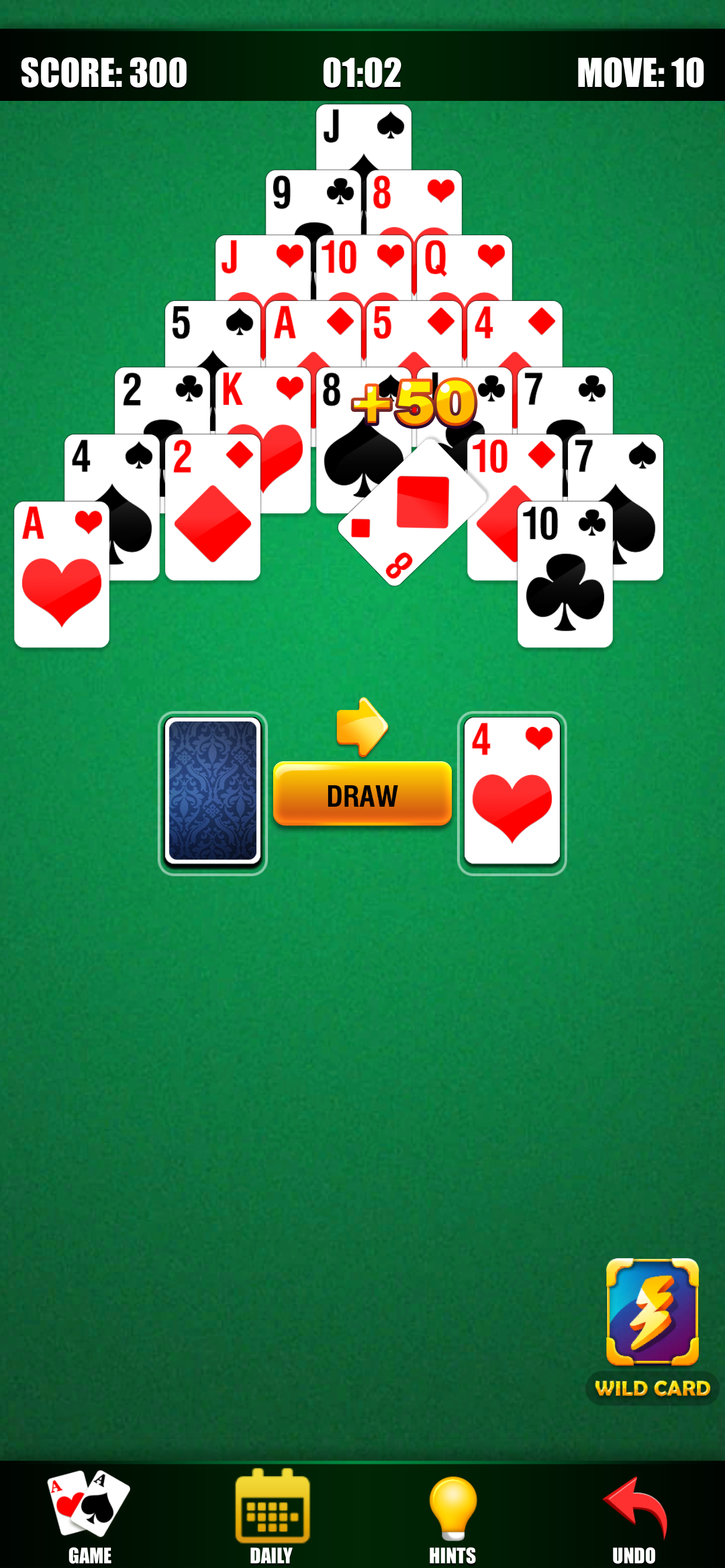 Screenshot of Pyramid Solitaire Daily Cards