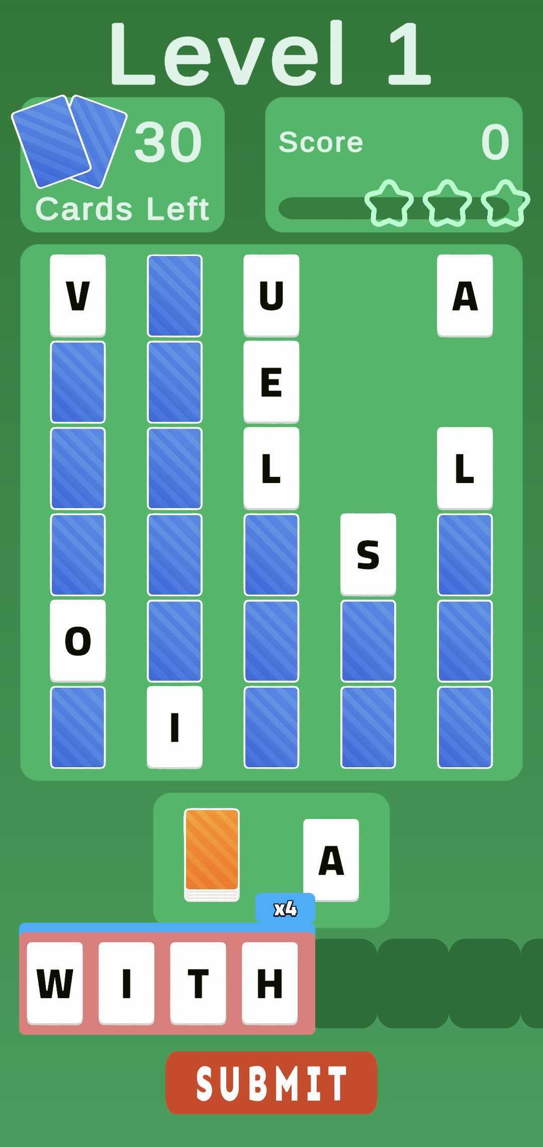Flip Word Solitaire ゲームのスクリーンショット