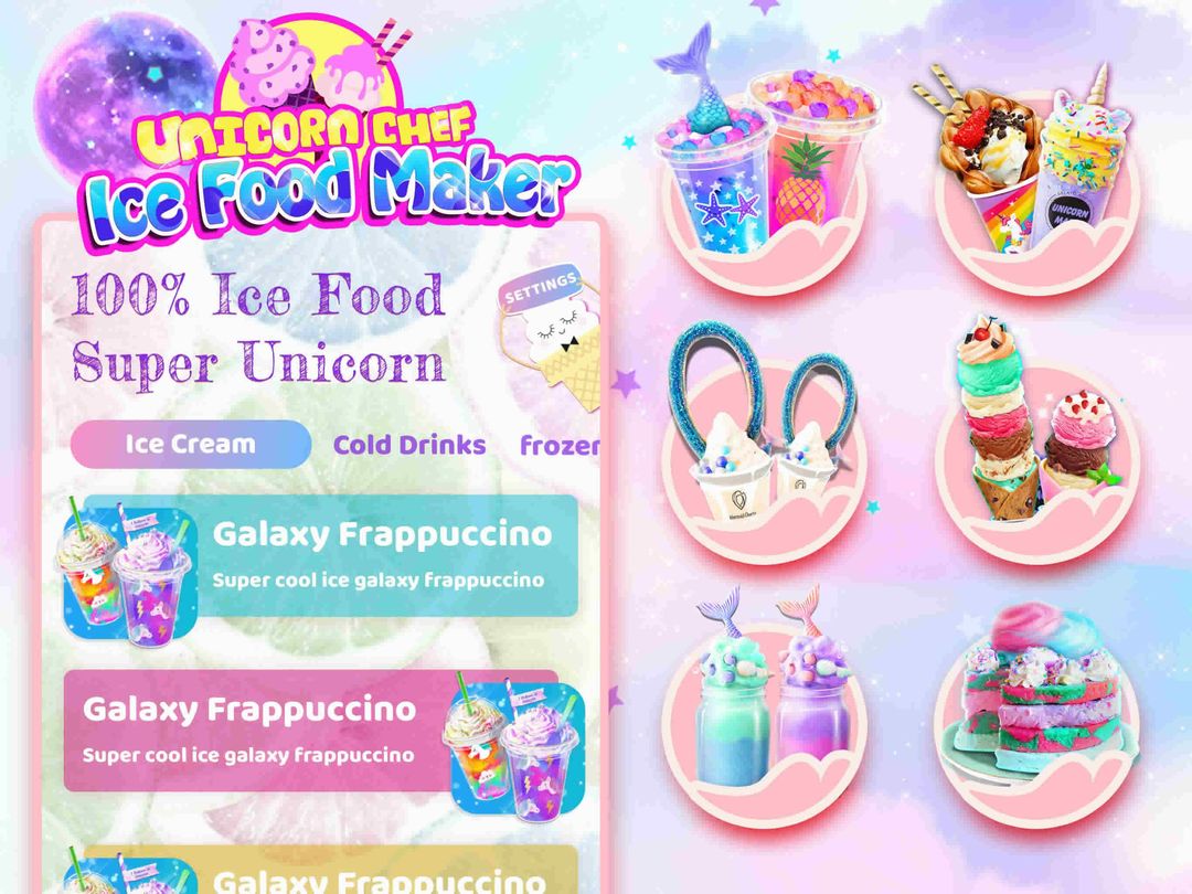 Unicorn Chef: Summer Ice Foods - Cooking Games 게임 스크린 샷