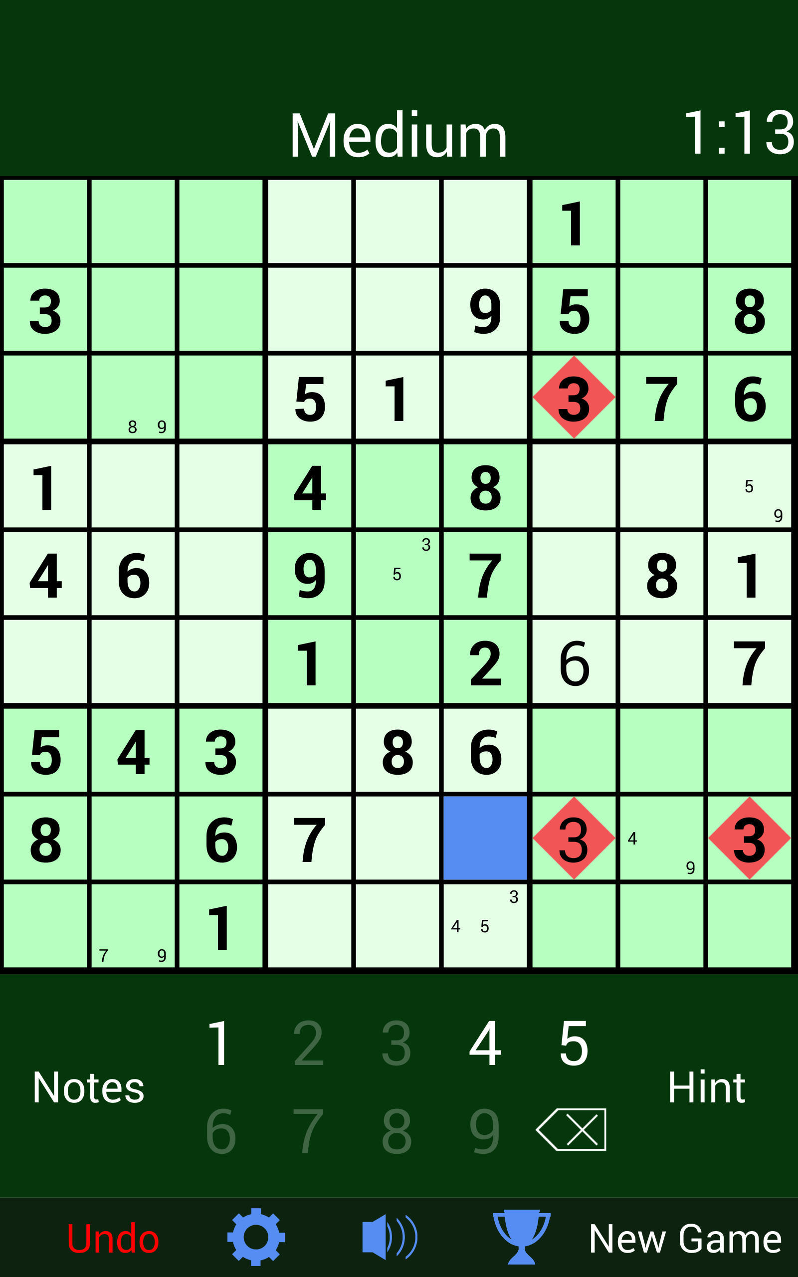 Sudoku (數獨) 遊戲截圖