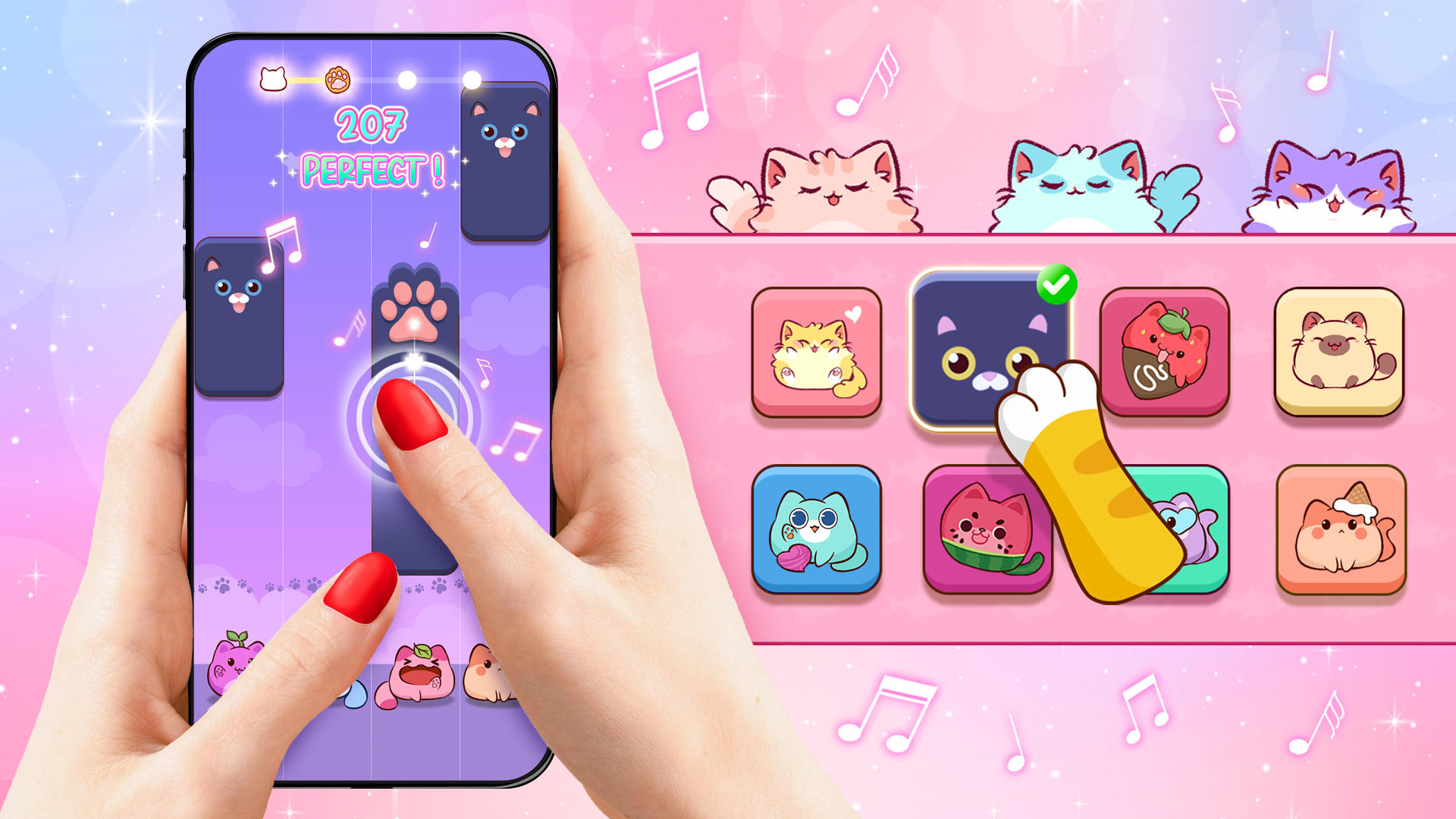 Cat Tiles: Cute Piano Game Game Screenshot