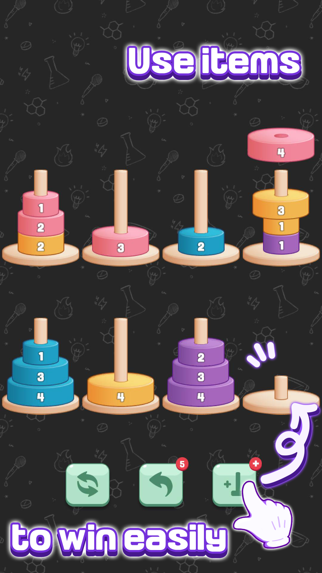 Скриншот игры Tower of Hanoi Sort