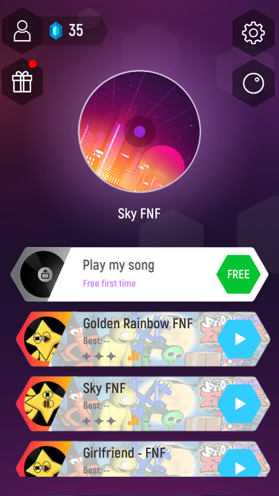 FNF Golden Rainbow Tiles Hop screenshot game