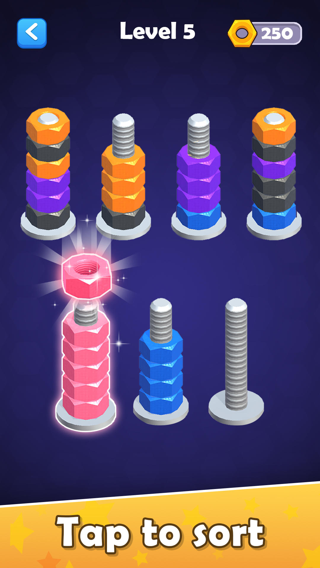 Screw Color Sort: Nuts N Bolts ゲームのスクリーンショット