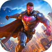 Flying hero man iron fighter