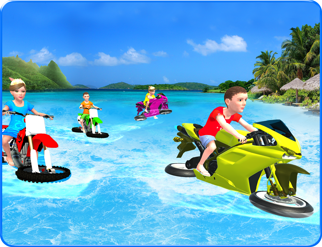 Captura de Tela do Jogo Kids Water Surfing Bike Racing