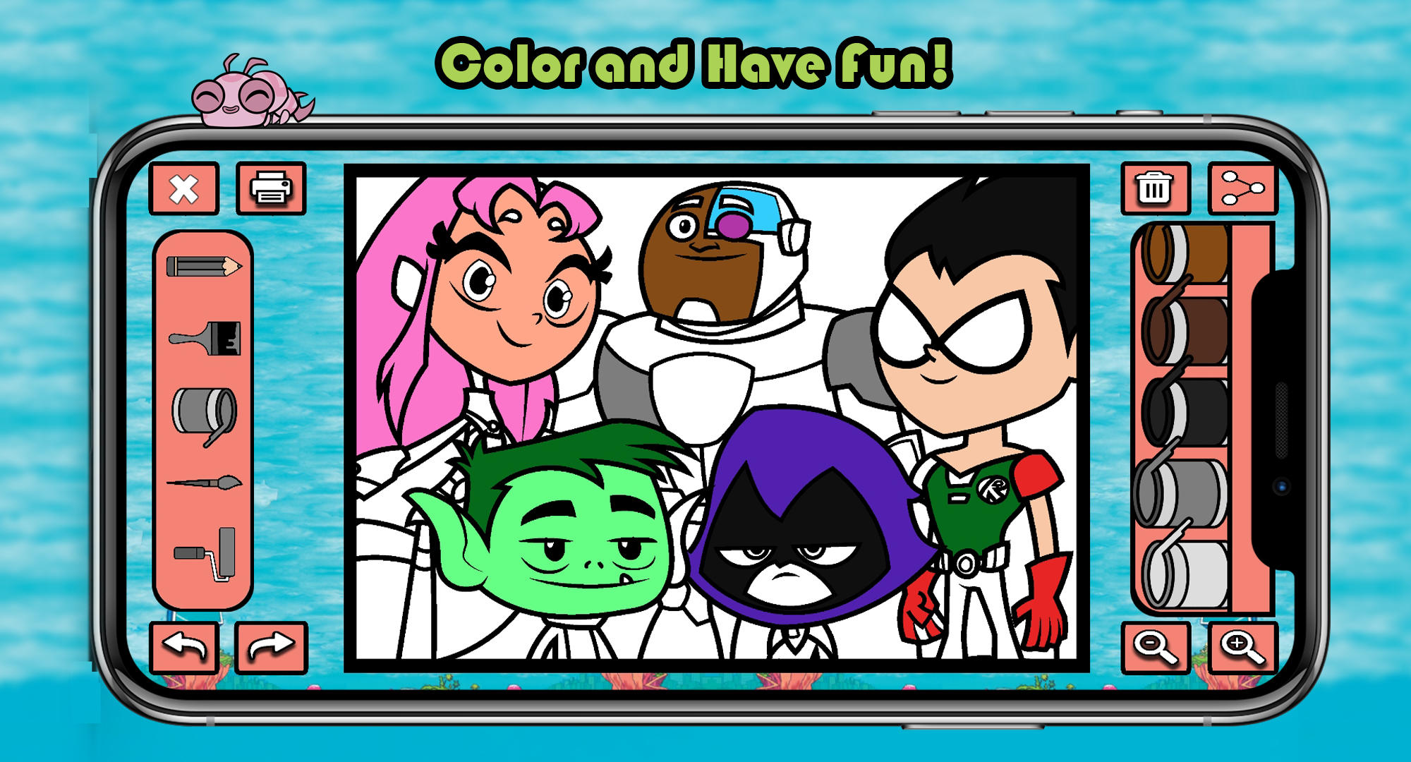 Teen Titans Coloring Game Screenshot