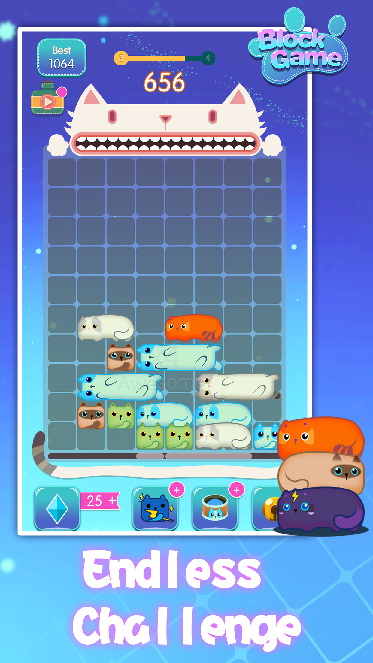 Screenshot of Slides Block Puzzle: Cats Match Game