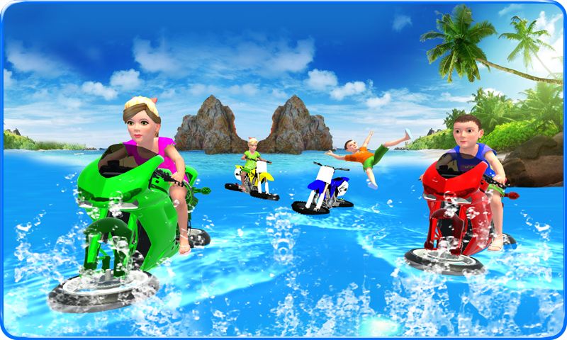 Kids Water Surfing Bike Racing screenshot game