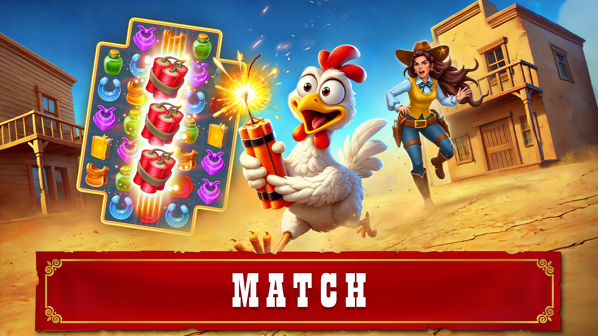 Скриншот игры Jewels of the Wild West・Match3