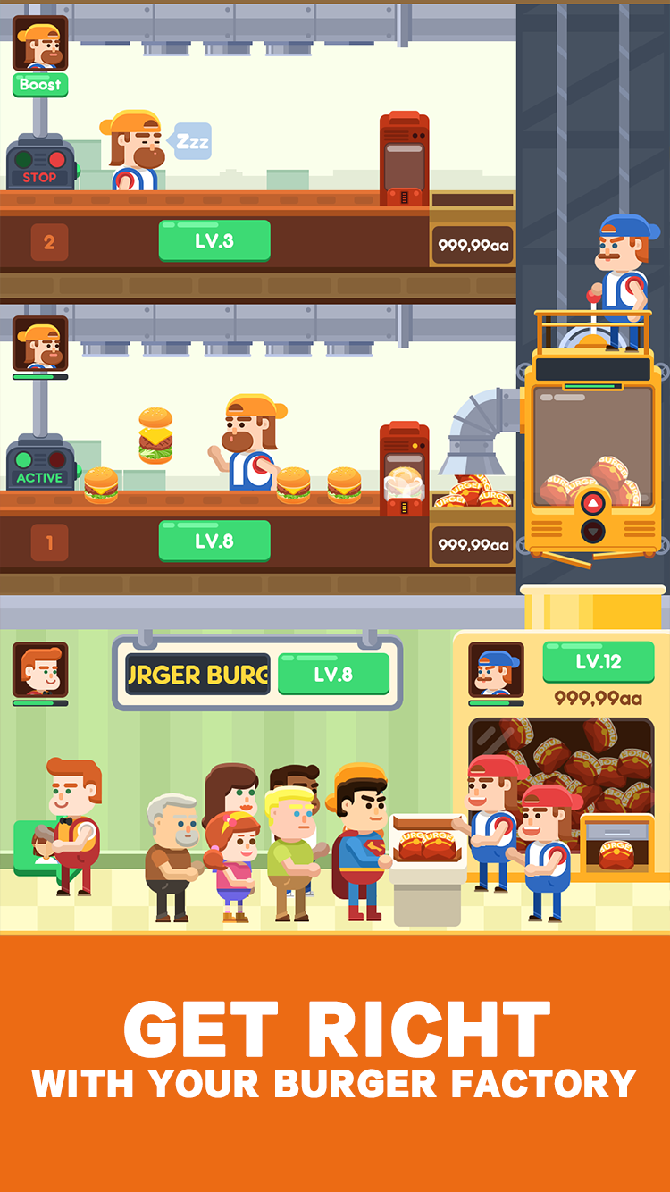 Idle Burger Factory - Tycoon Empire Game ภาพหน้าจอเกม