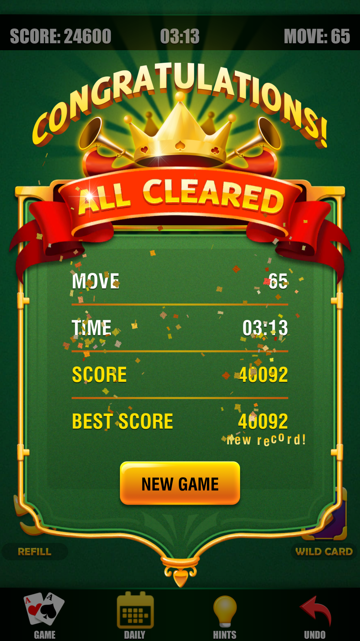 Screenshot of Pyramid Solitaire Daily Cards