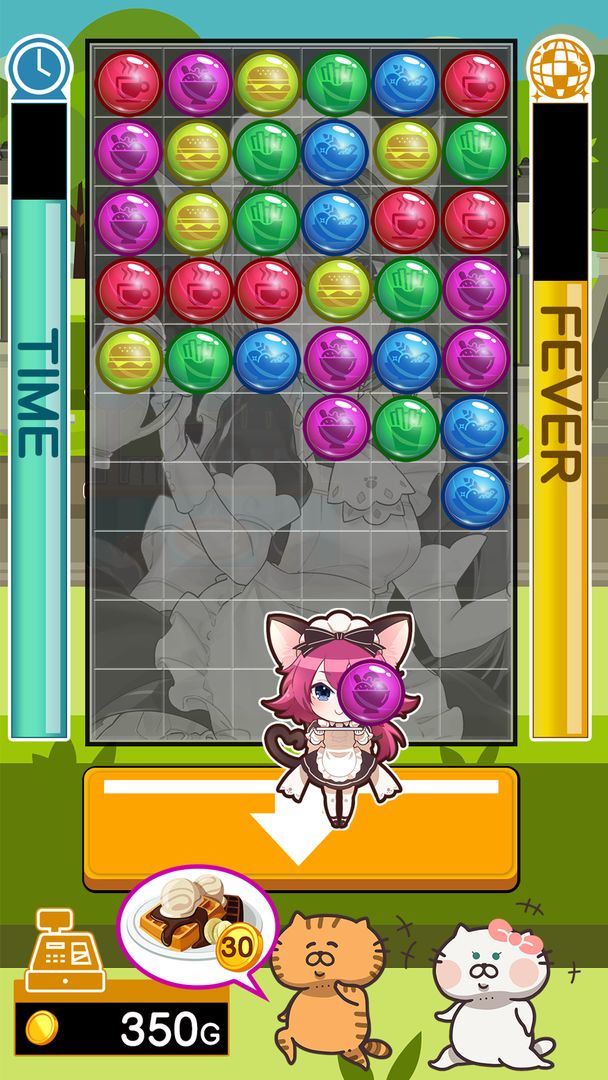 Screenshot of Neko Pazu:Cat waitress cafe training puzzle game.