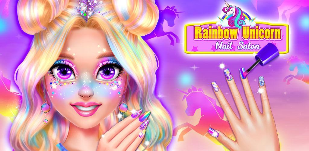 Banner of Rainbow Unicorn Nail Beauty Artist Salon 