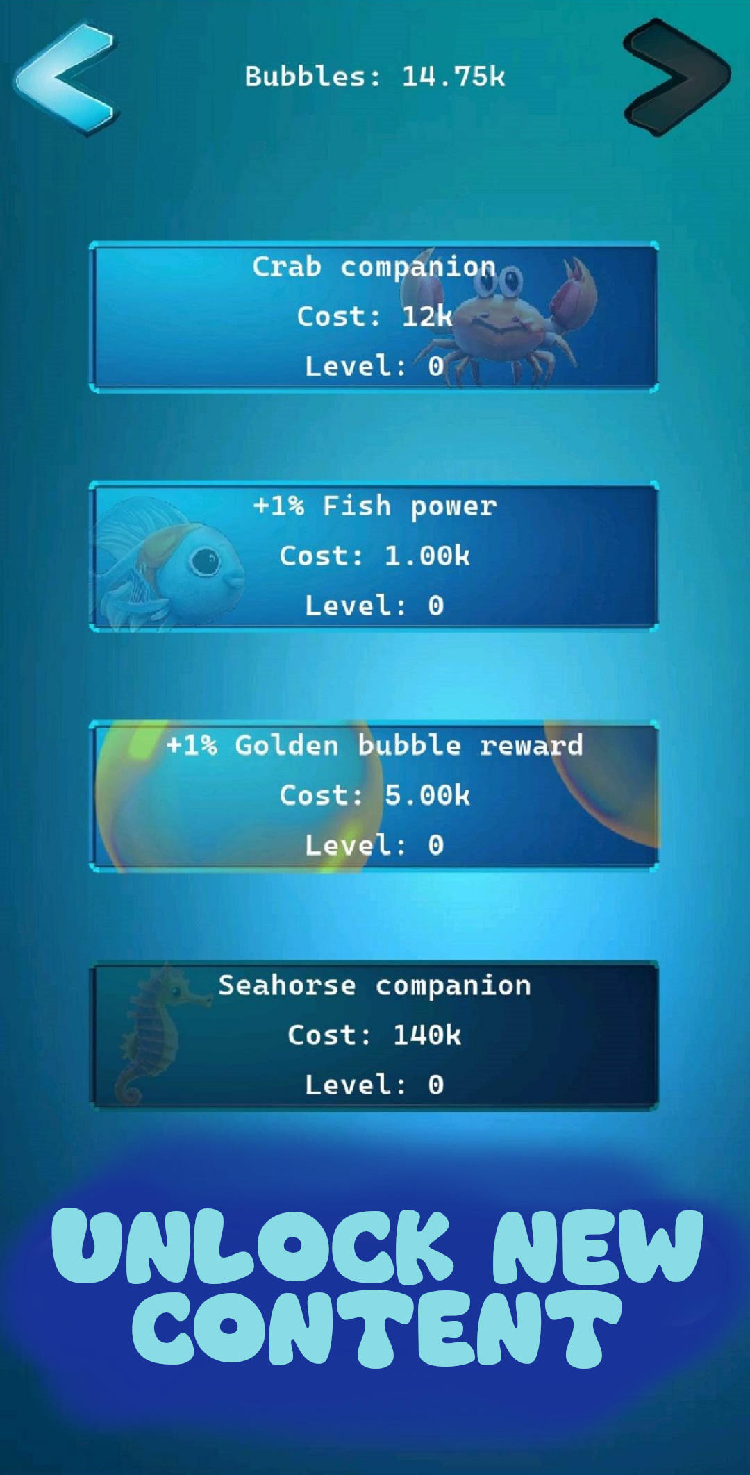 Idle Bubble Clicker: Sea Game Screenshot