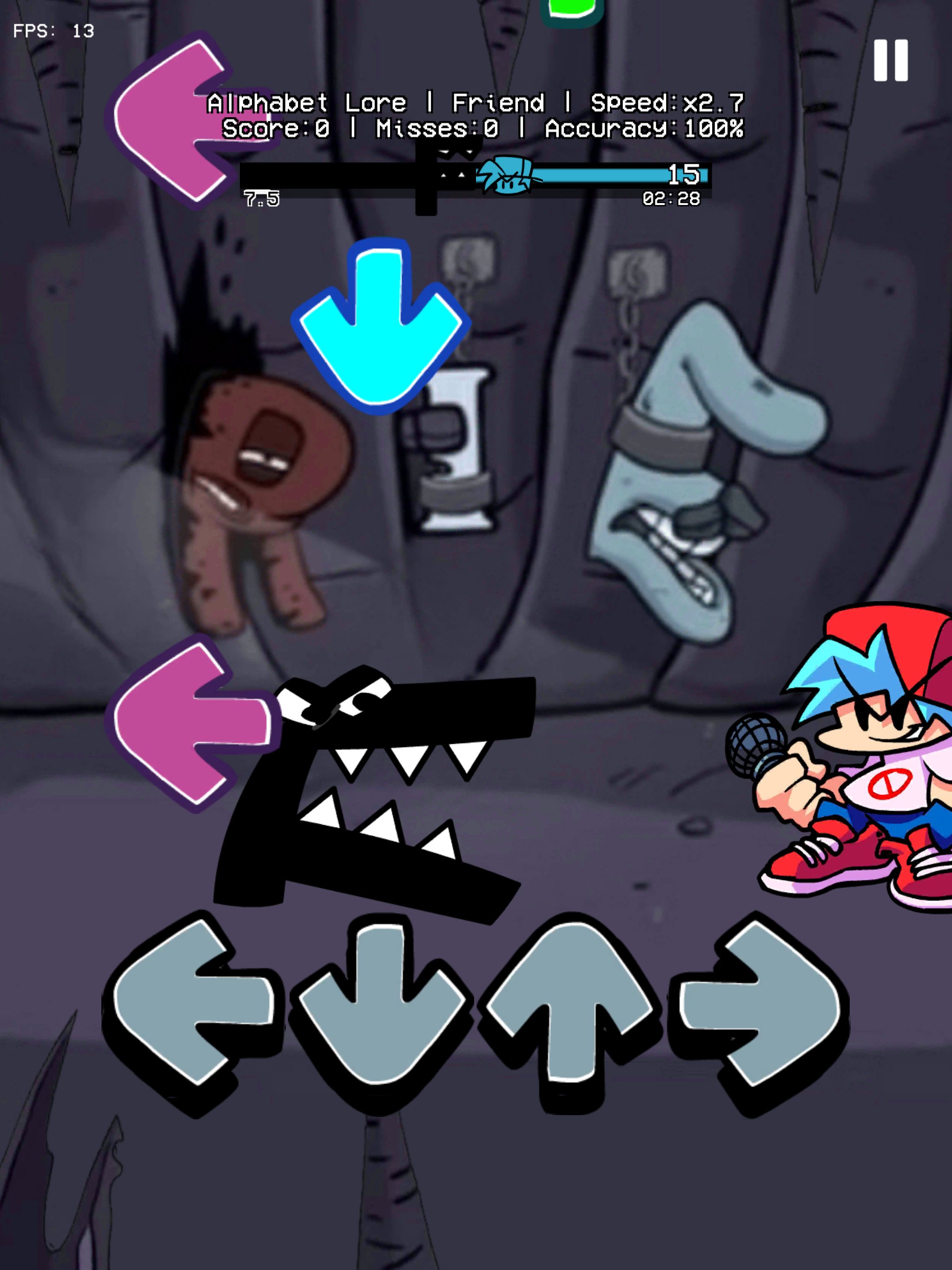 Screenshot of FNF Alphabet Lore Funkin Mod