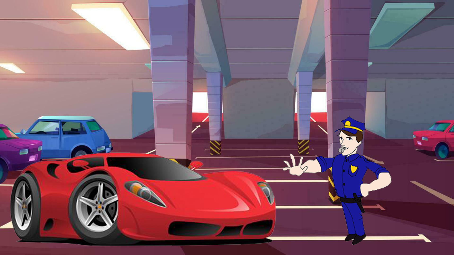 Drawing Car Parking Station Game Screenshot