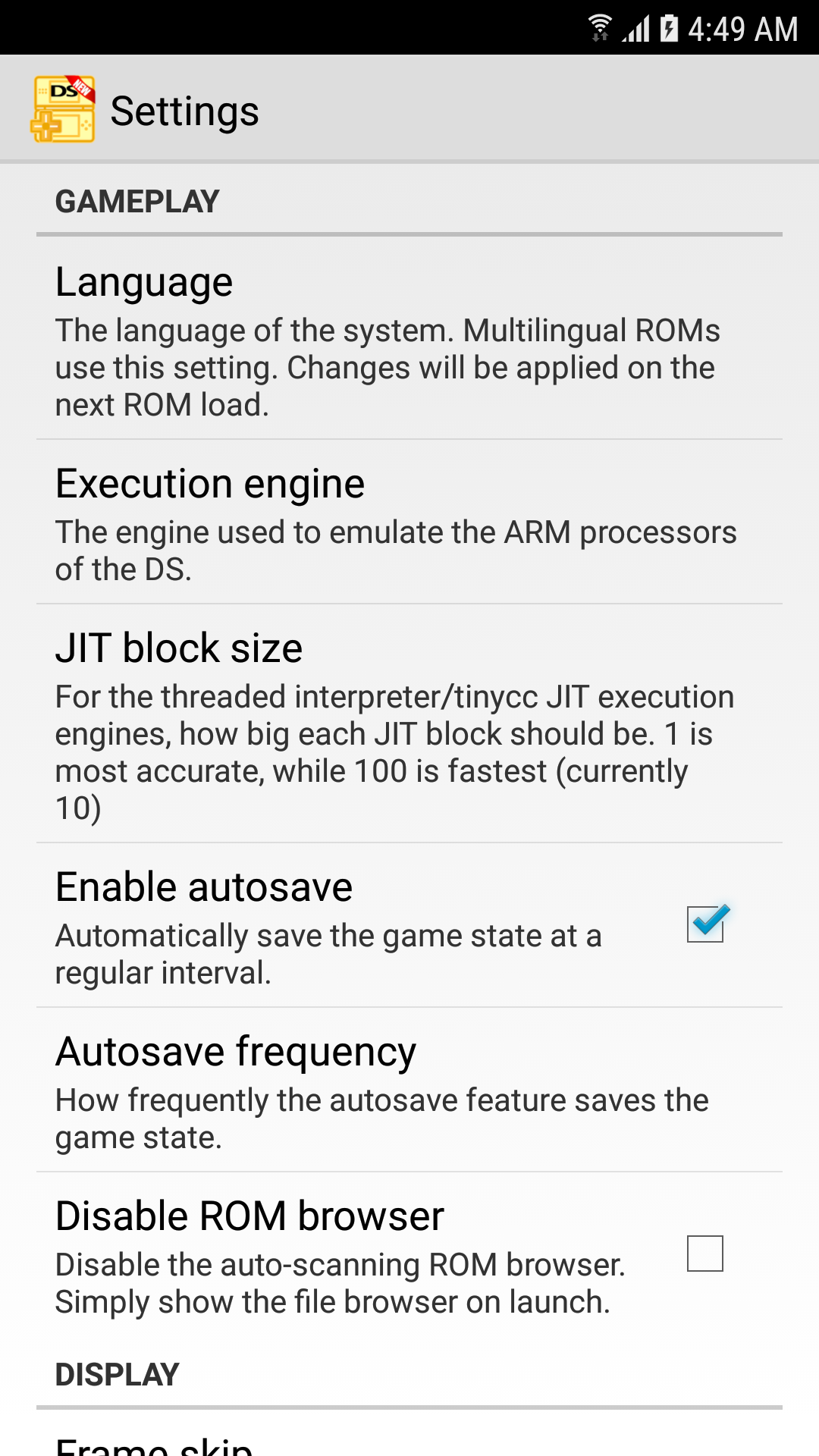 MegaNDS (NDS Emulator) Game Screenshot