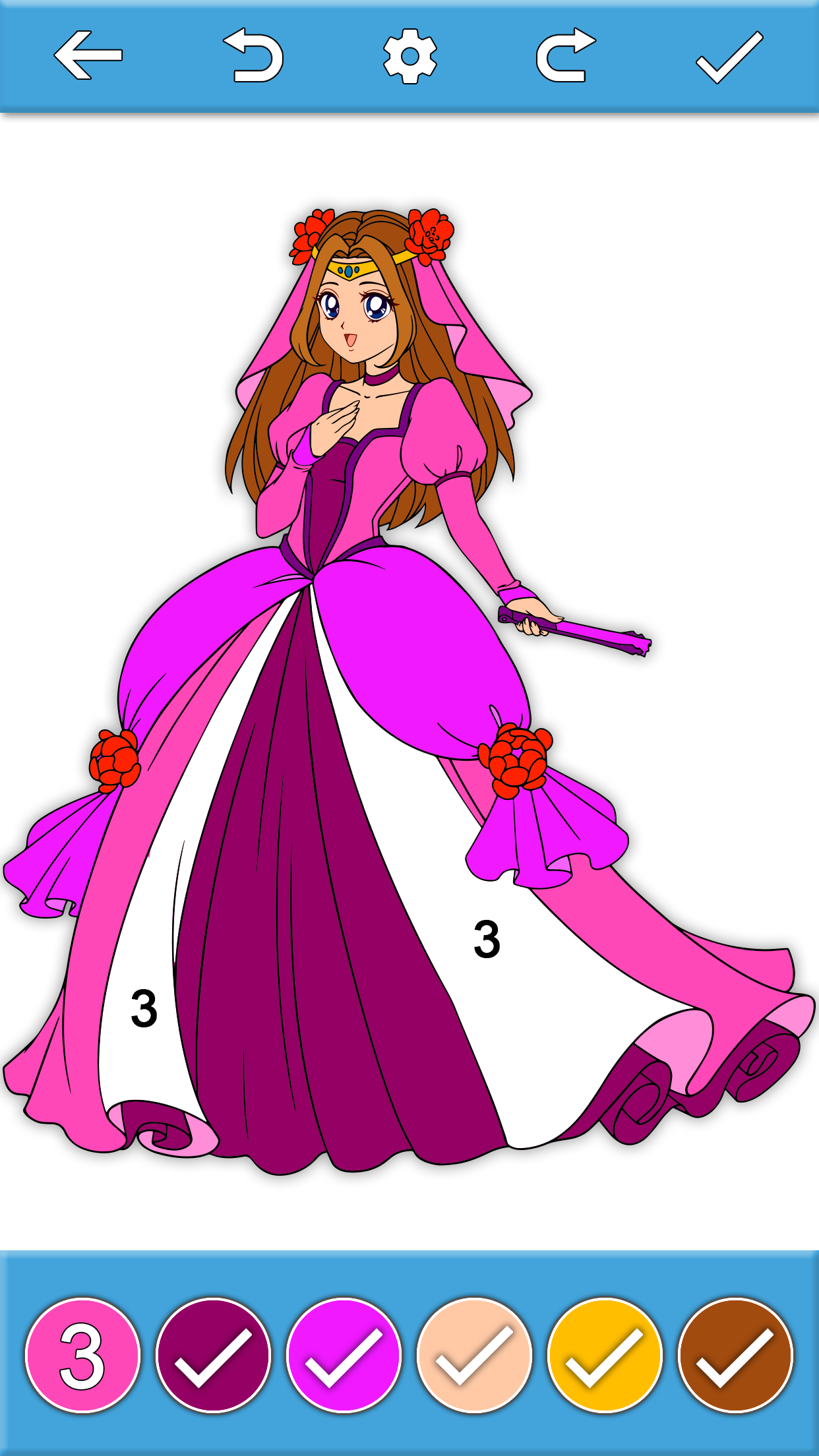 Screenshot of Princess Paint by Number Book