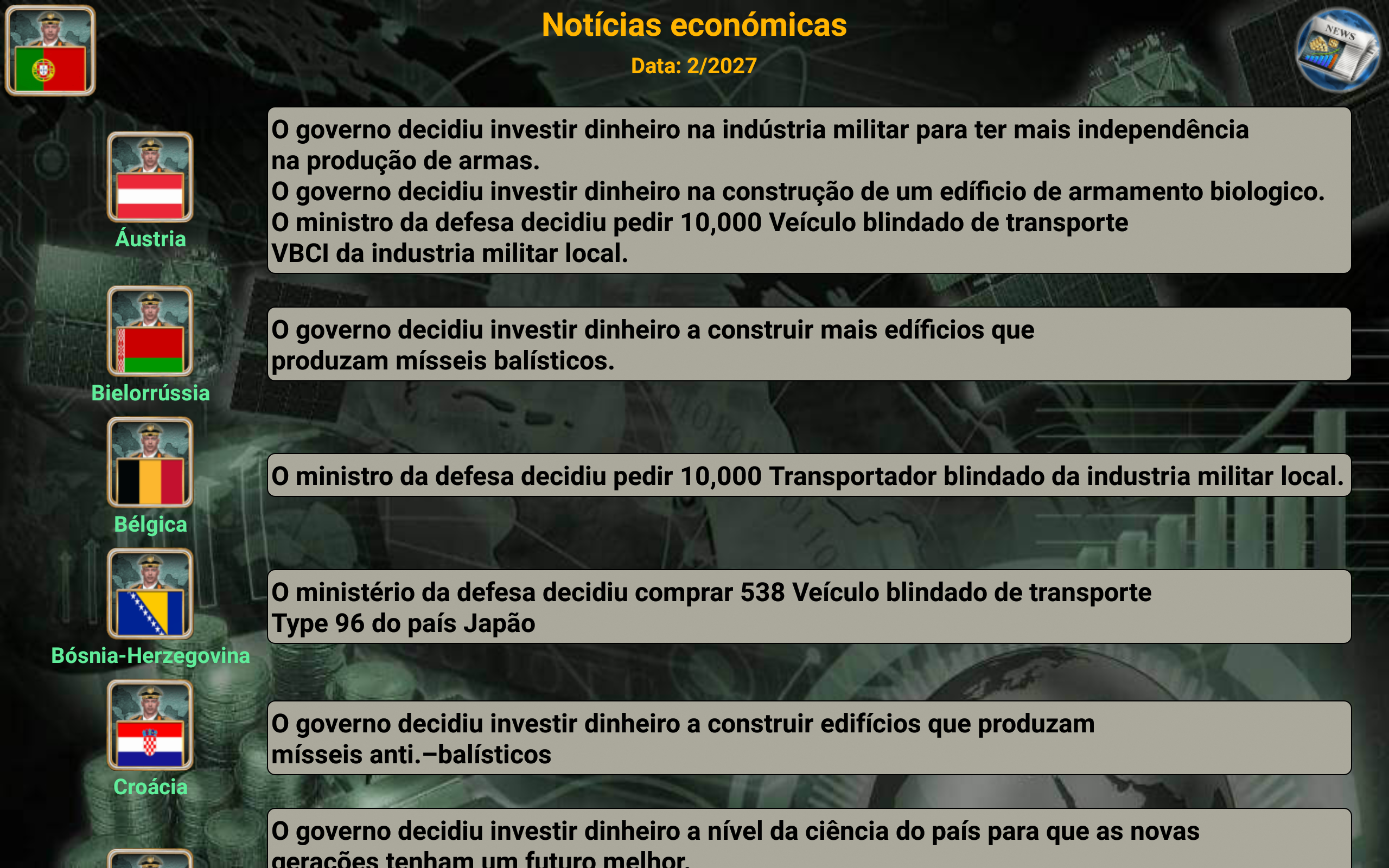 Captura de Tela do Jogo Império Europa