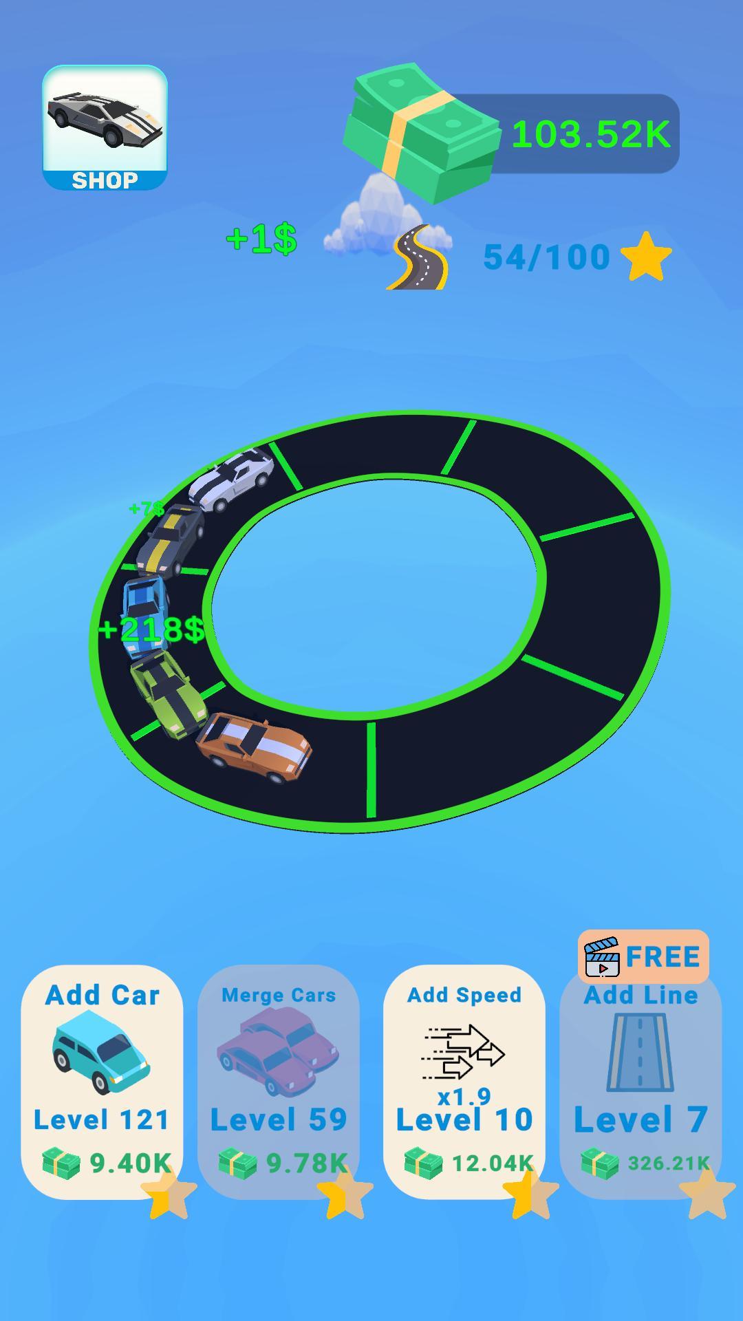 Merge Cars Clicker Tycoon Game Screenshot