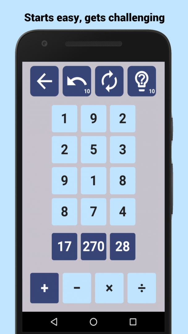 Screenshot of NumberDrop: Hard Math Puzzles