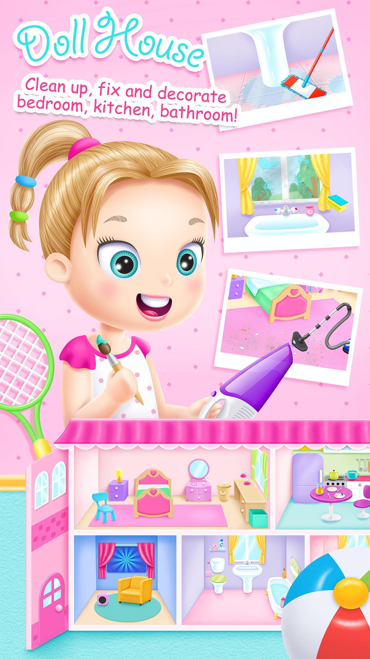 Captura de Tela do Jogo Doll House Cleanup