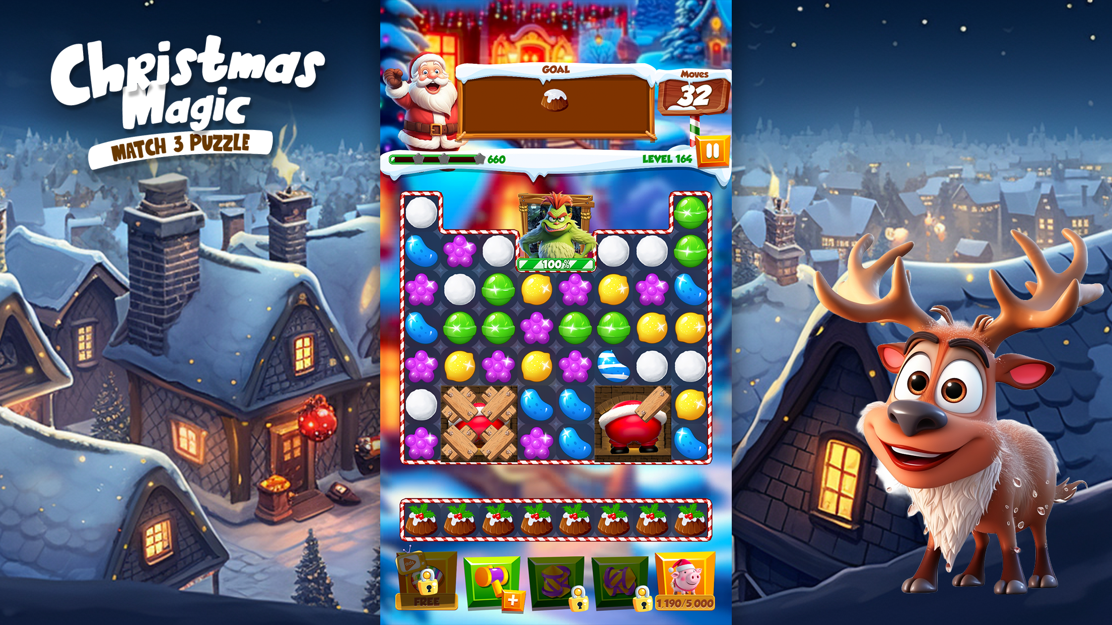 Christmas Magic: Match 3 Game Game Screenshot