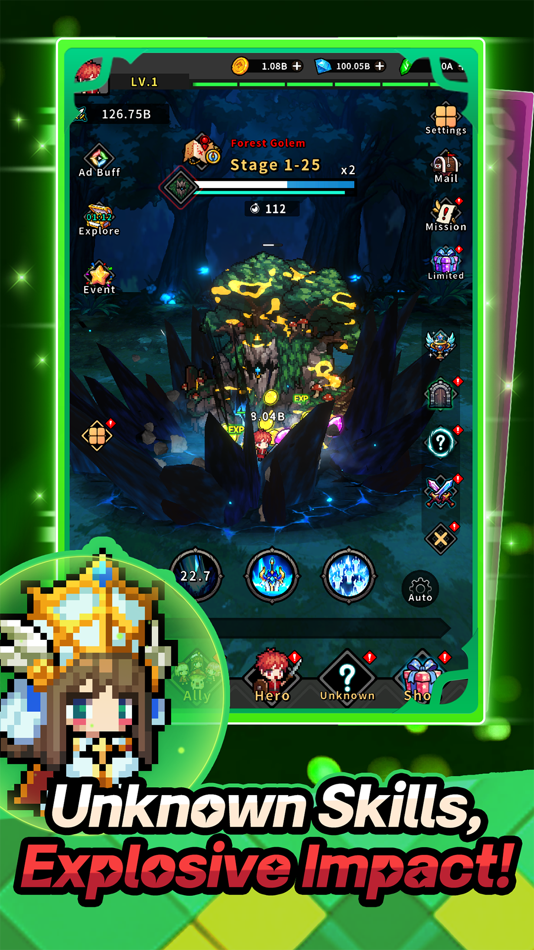 Captura de Tela do Jogo Hidden Heroes : AFK Idle RPG