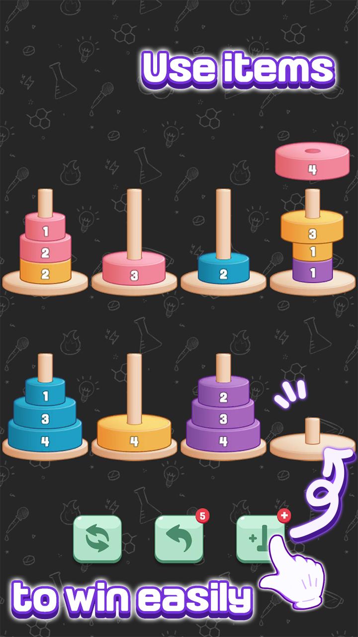 Скриншот игры Tower of Hanoi Sort