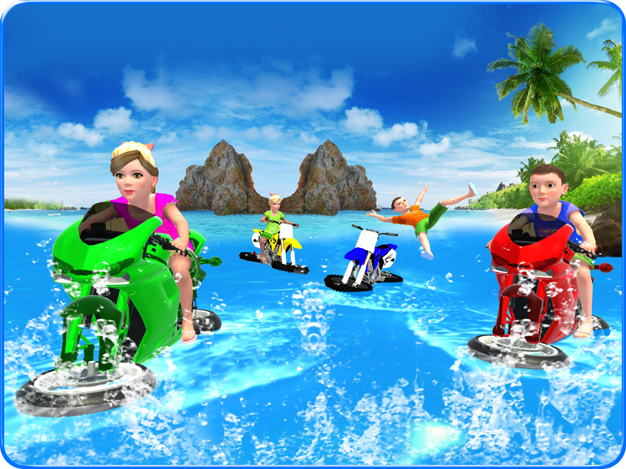 Captura de Tela do Jogo Kids Water Surfing Bike Racing