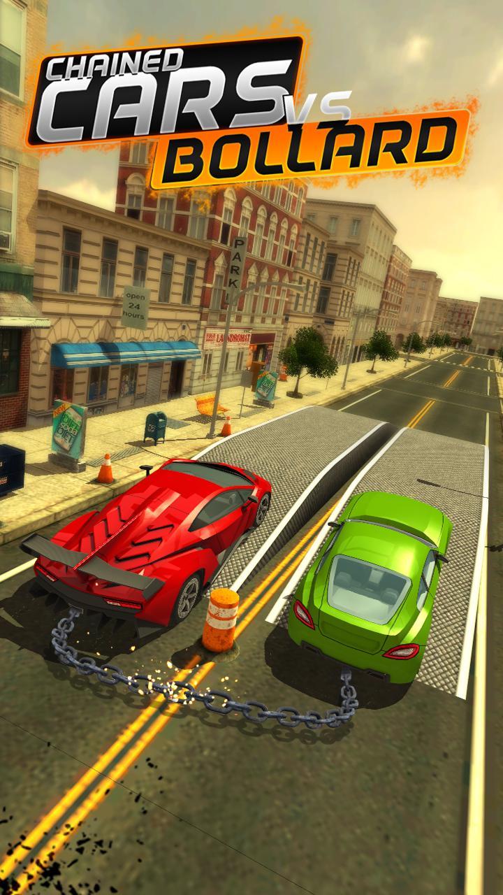 Chained Cars Vs Bollard screenshot game